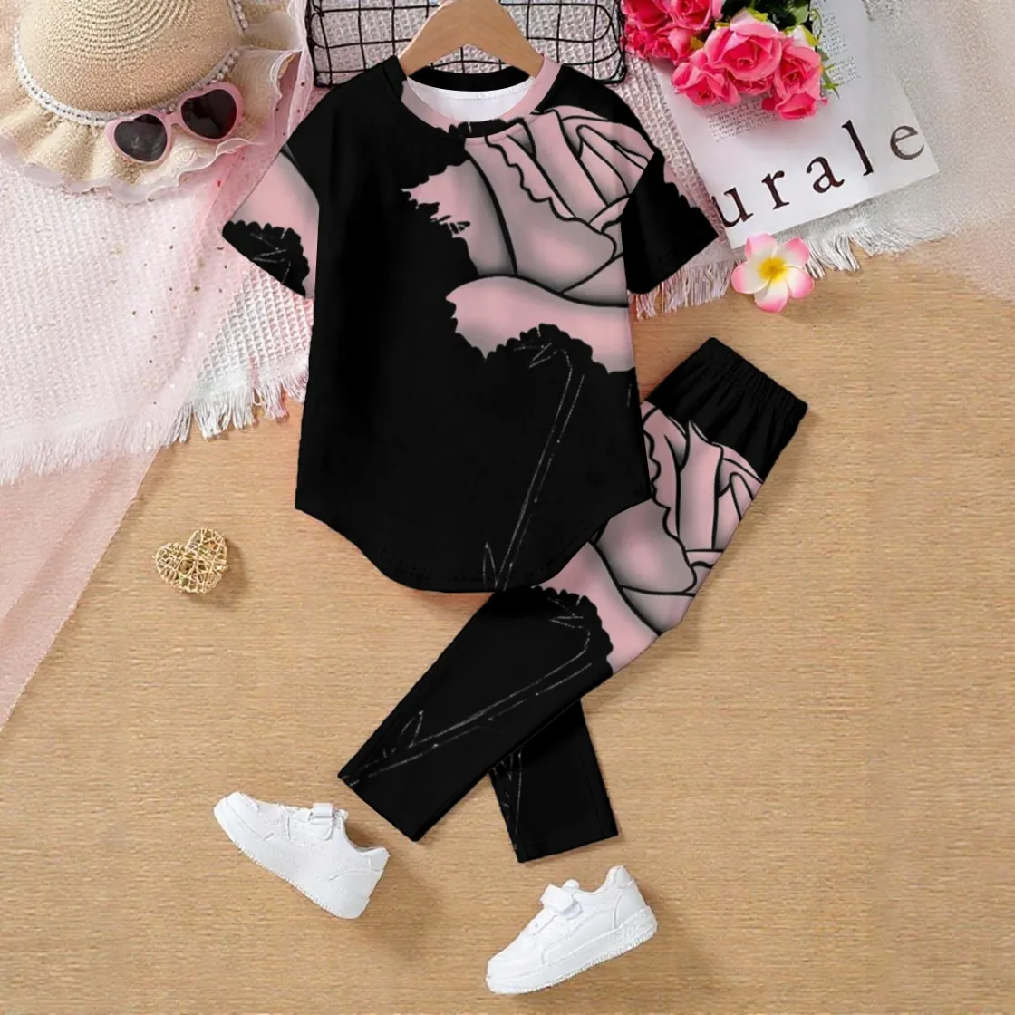 All-Over Print Kids' Casual Top and Pants Set
