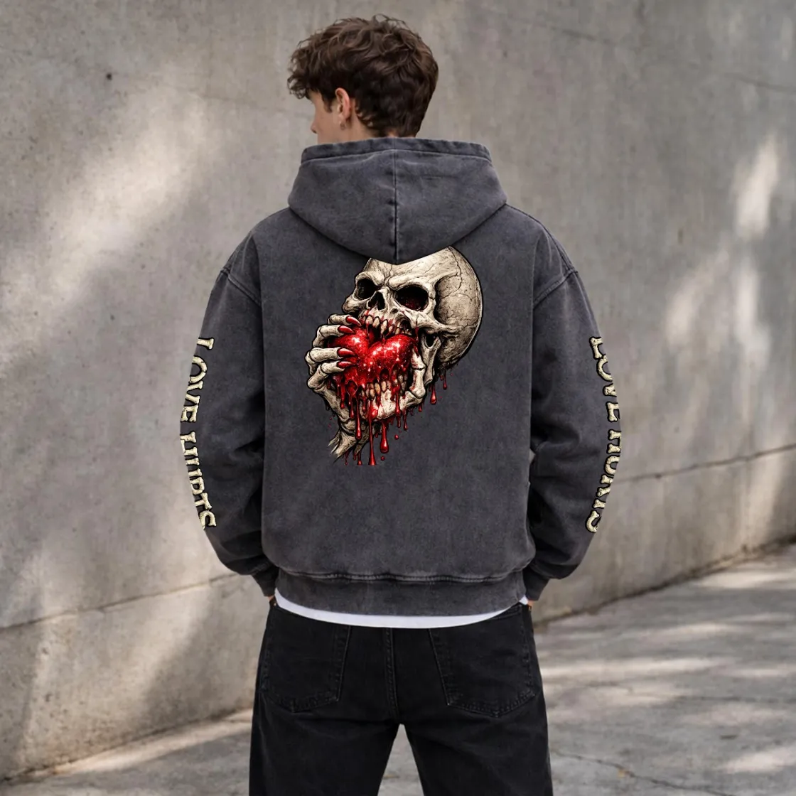 Men’s Fleece-Lined Vintage Wash Zip Hoodie|355GSM DTG