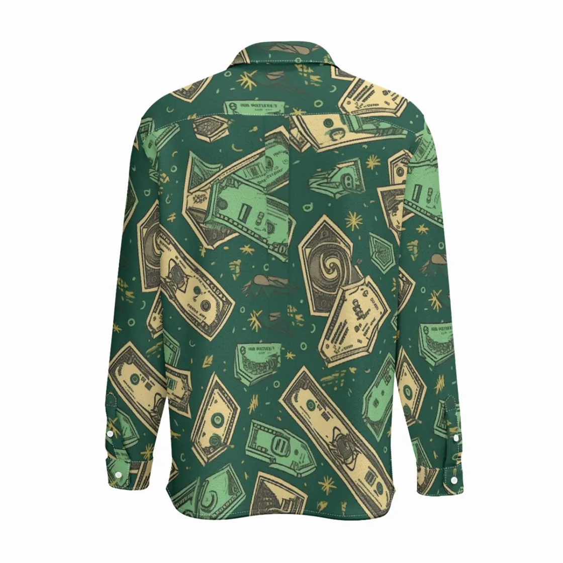 All-Over Print Men's Business Long Sleeve Shirt|110GSM Imitation Flax