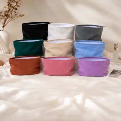 Corduroy Makeup Bag |Cord Embroidery