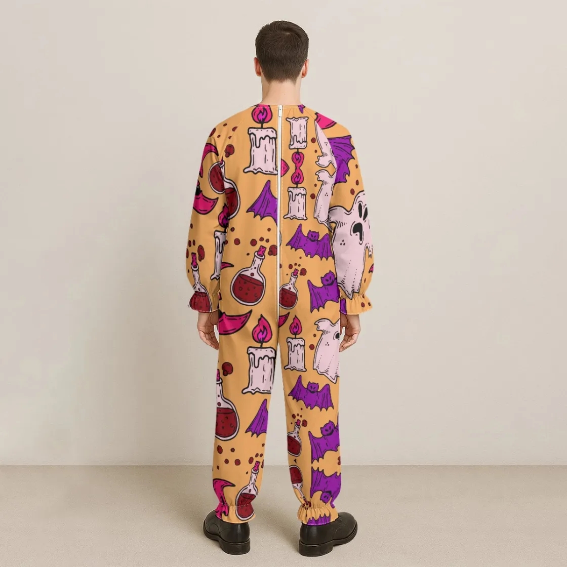 All-Over Print Men's Lightweight Breathable Clown-Style Jumpsuit