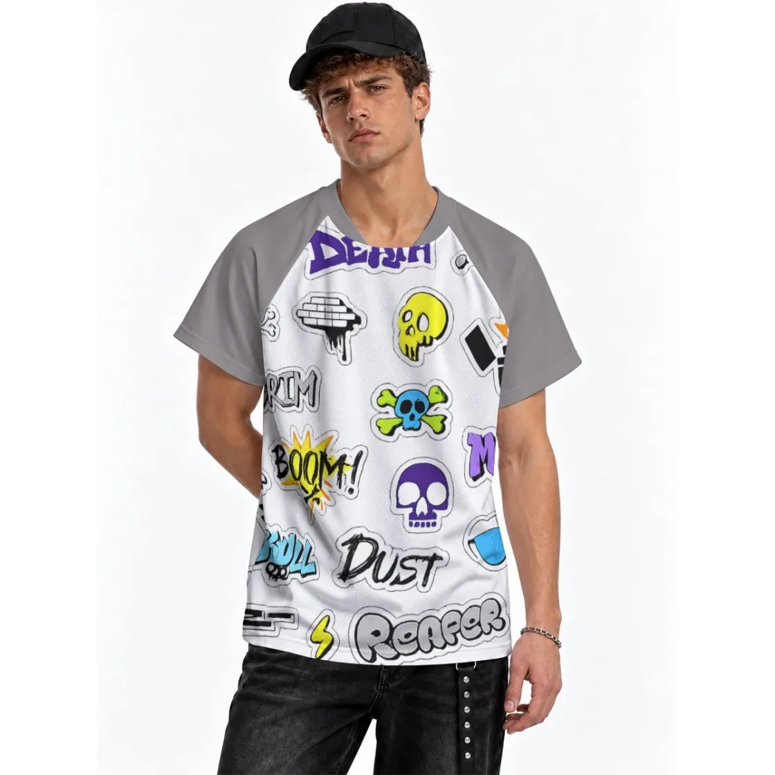 All-Over Print Men's Jersey With Short Raglan Sleeve