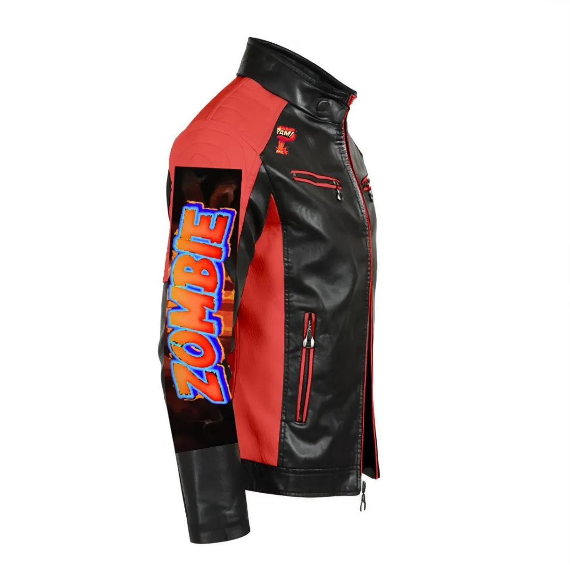 Men's Stand-up Collar Block Slim-fit Leather Jacket (DTF)