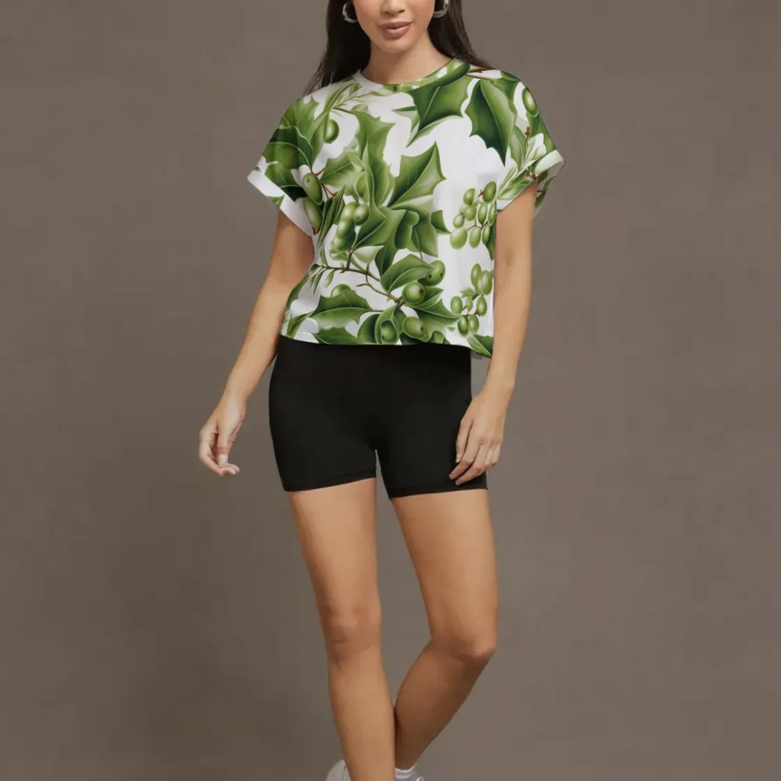 All-Over Print Women's Open-Back Crossover Workout Tee