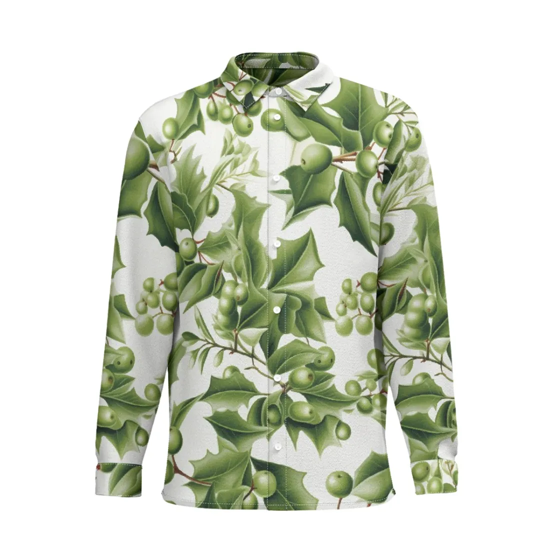 All-Over Print Men's Business Long Sleeve Shirt|110GSM Imitation Flax