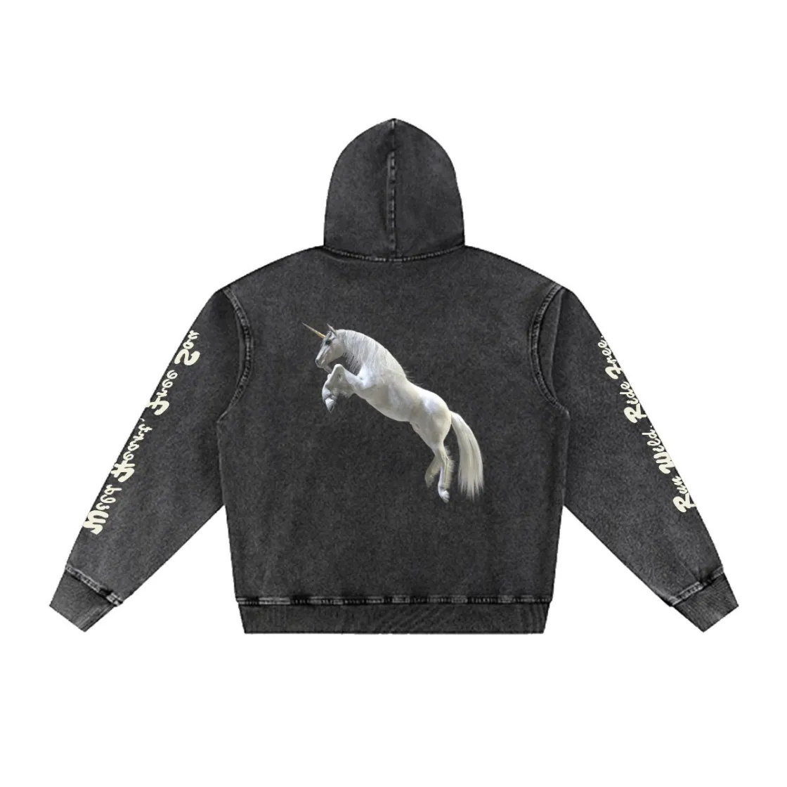 Men’s Washed Denim Pullover Hoodie|380GSM DTG