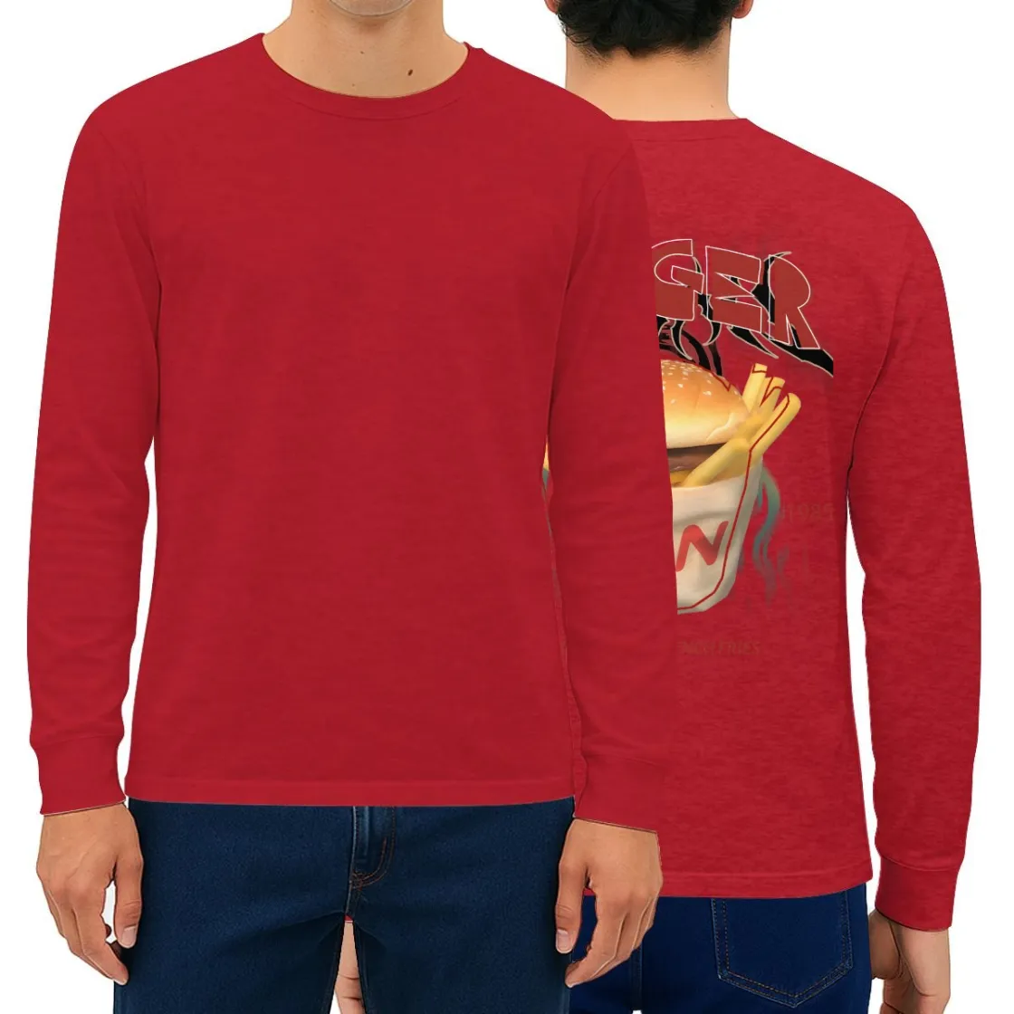 Men’s Long Sleeve T-Shirt Printed in USA| 180GSM Back DTF