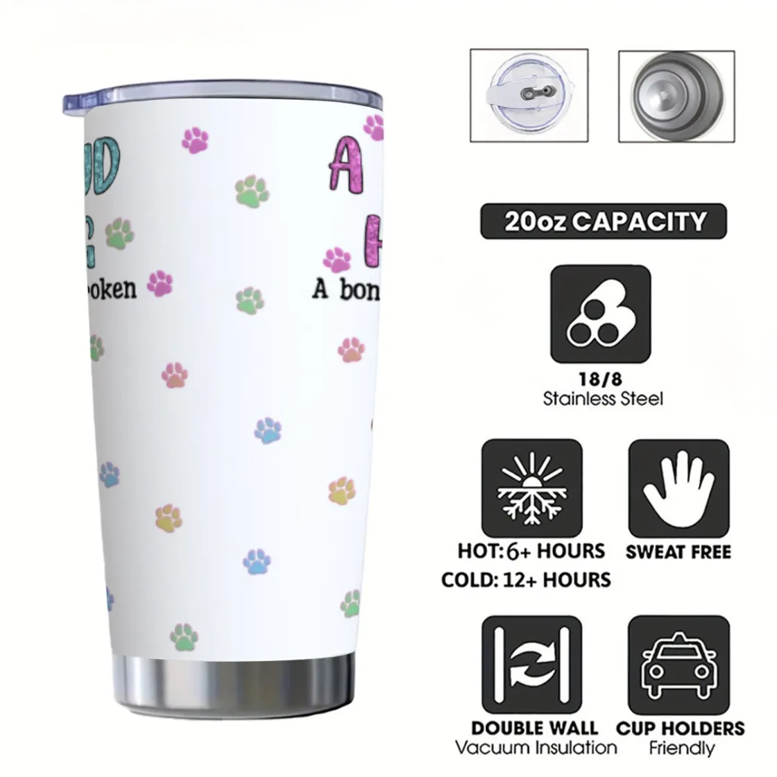 Custom 20OZ Tumbler With Sliding Lid Printed in USA