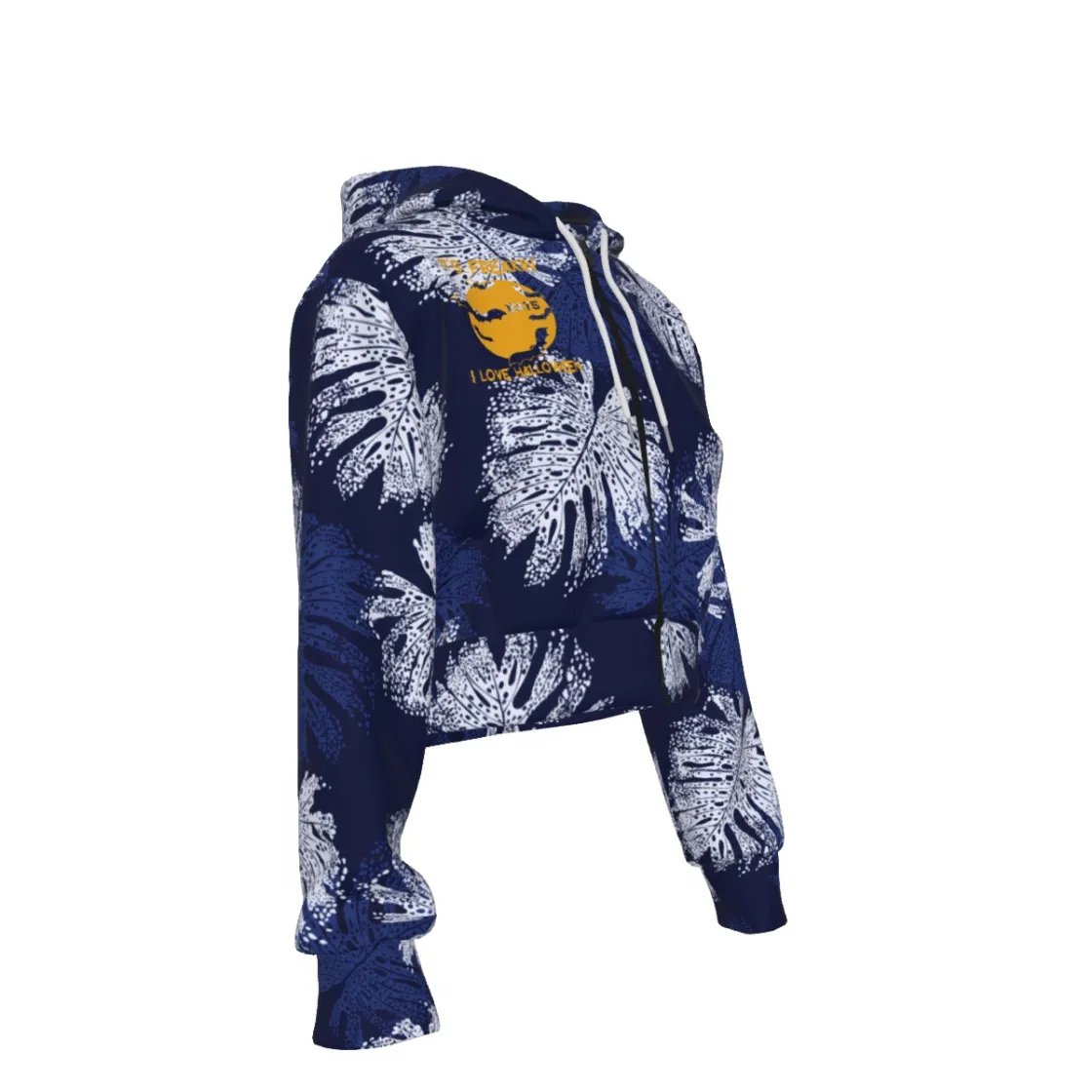 All-Over Print Women's Crop Top Hoodie With Zipper Closure
