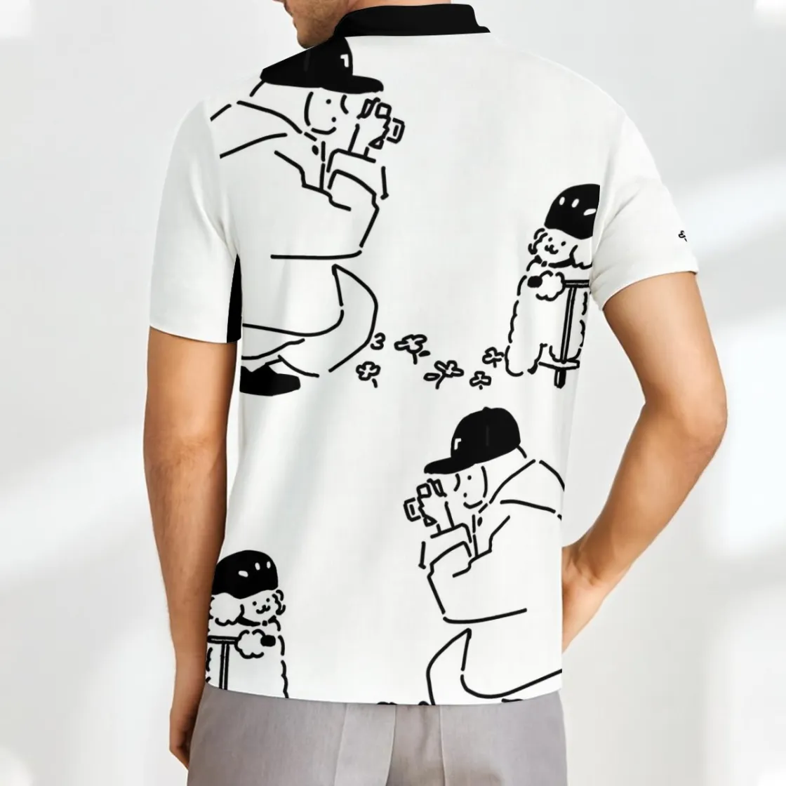 All-Over Print Men’s Short Sleeve Polo Shirt with Zipper