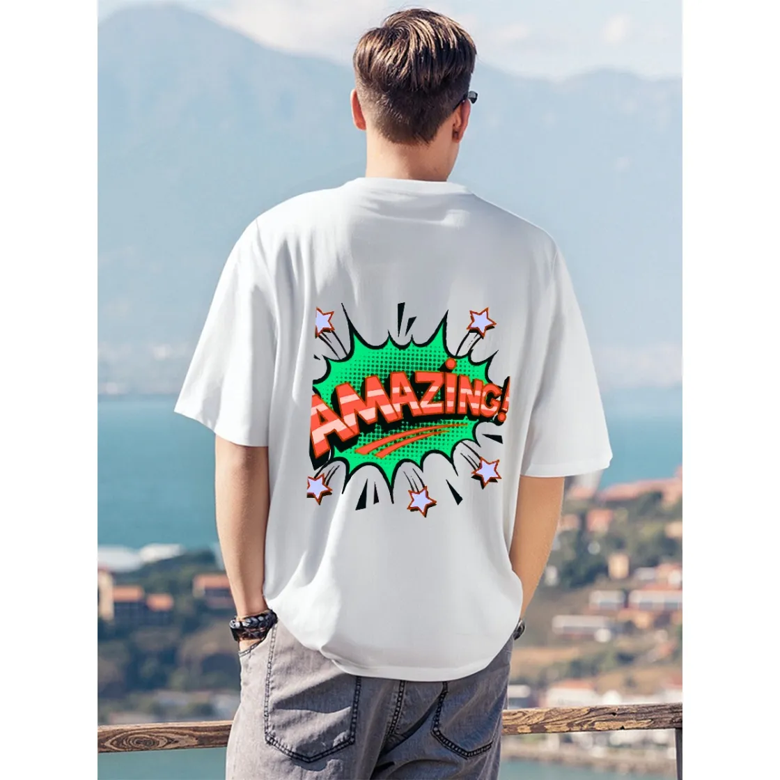 Men's T-Shirt Printed in USA|180GSM Front & Back DTF