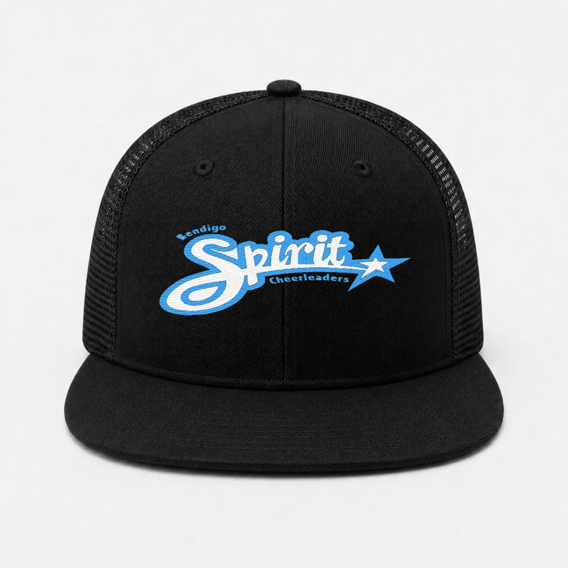 Embroidery Flat-Brim Mesh Cap