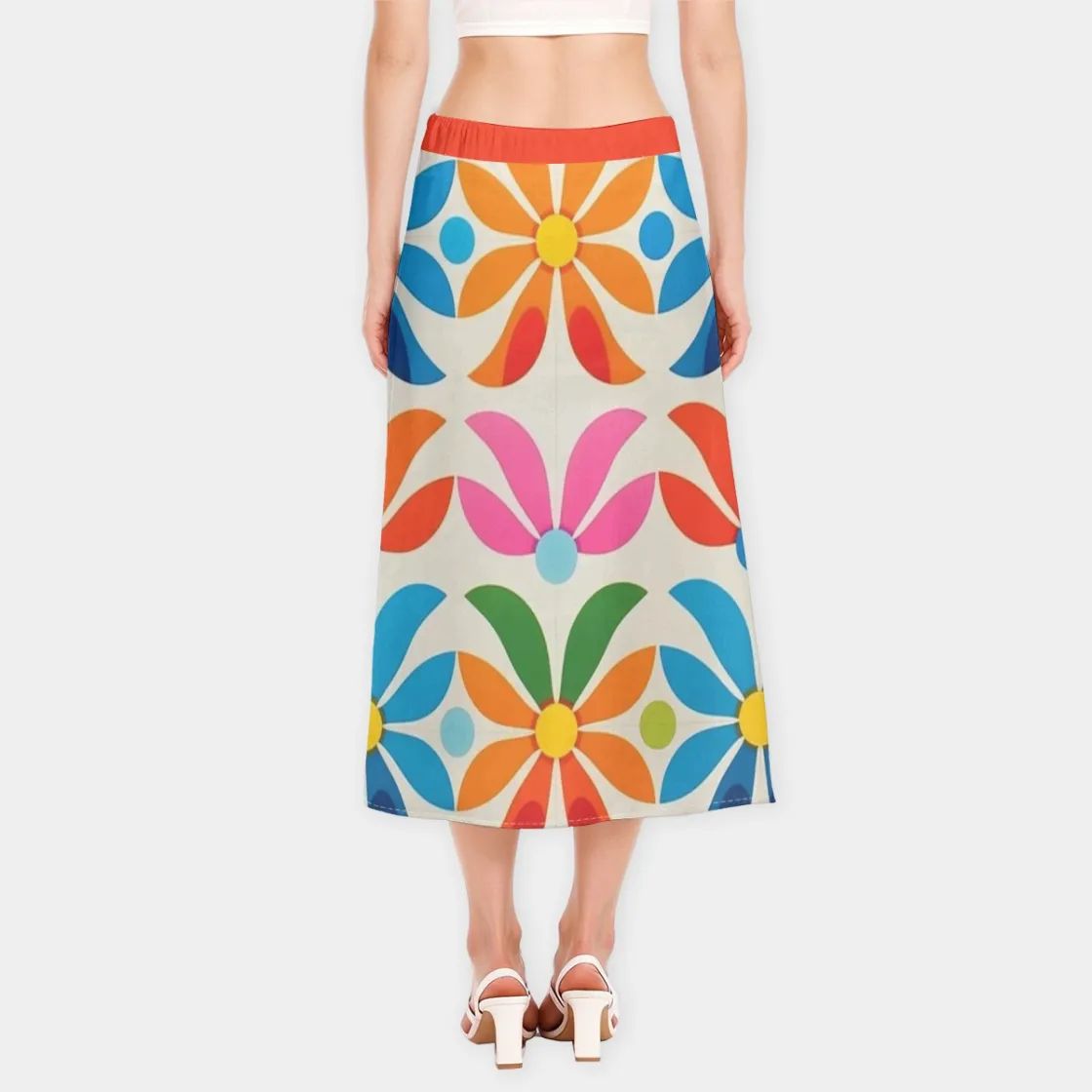 All-Over Print Women's High-Waisted Slit Midi Skirt