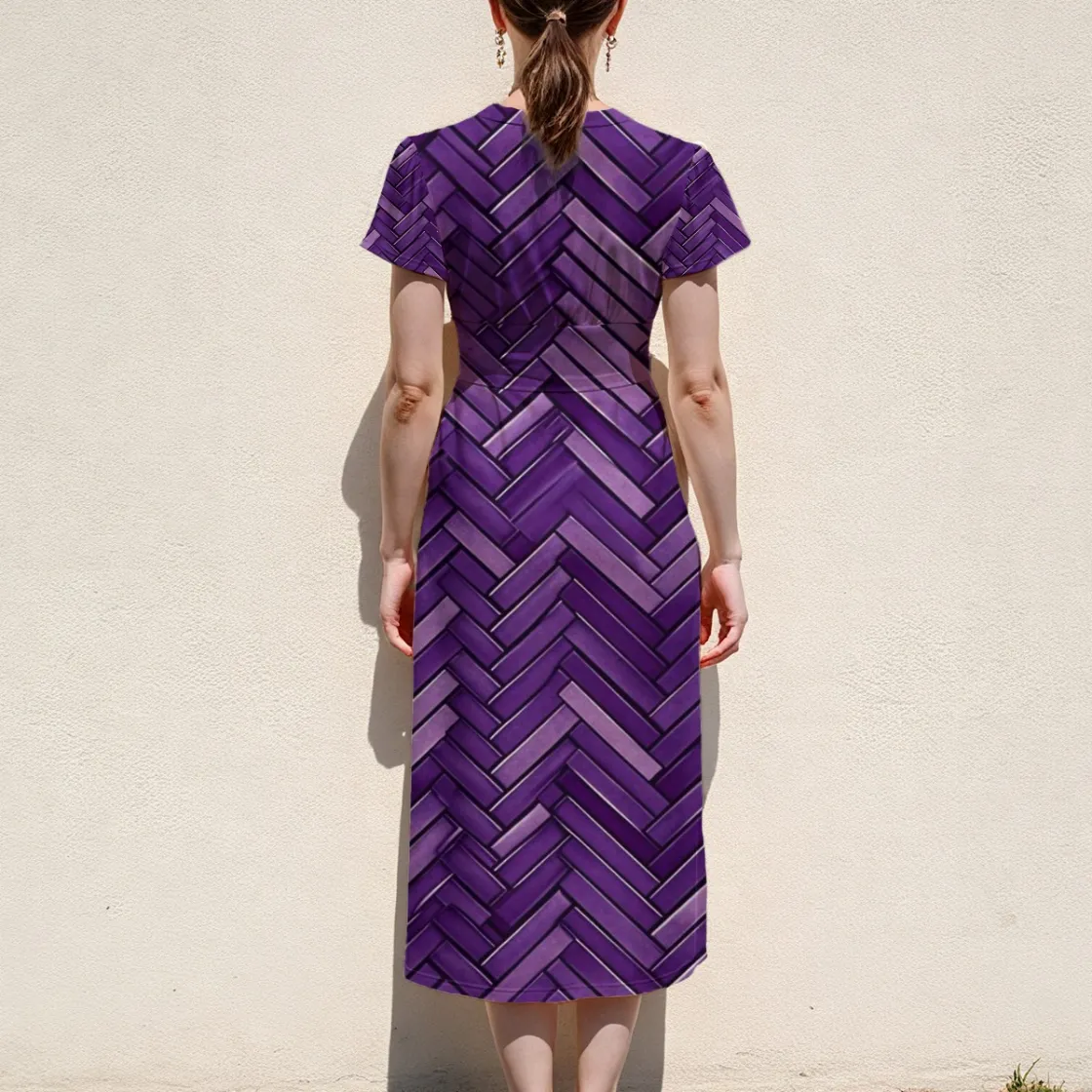 All-over Print Women's V-Neck Flutter Sleeve Midi Dress