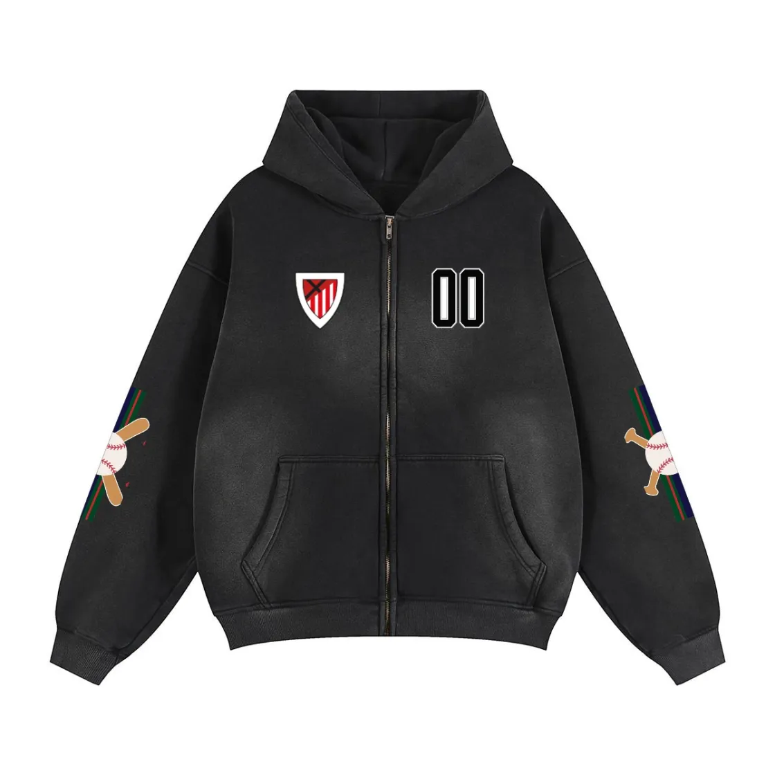 Fleece Lined Gradient Washed Zip Hoodie|355GSM DTG