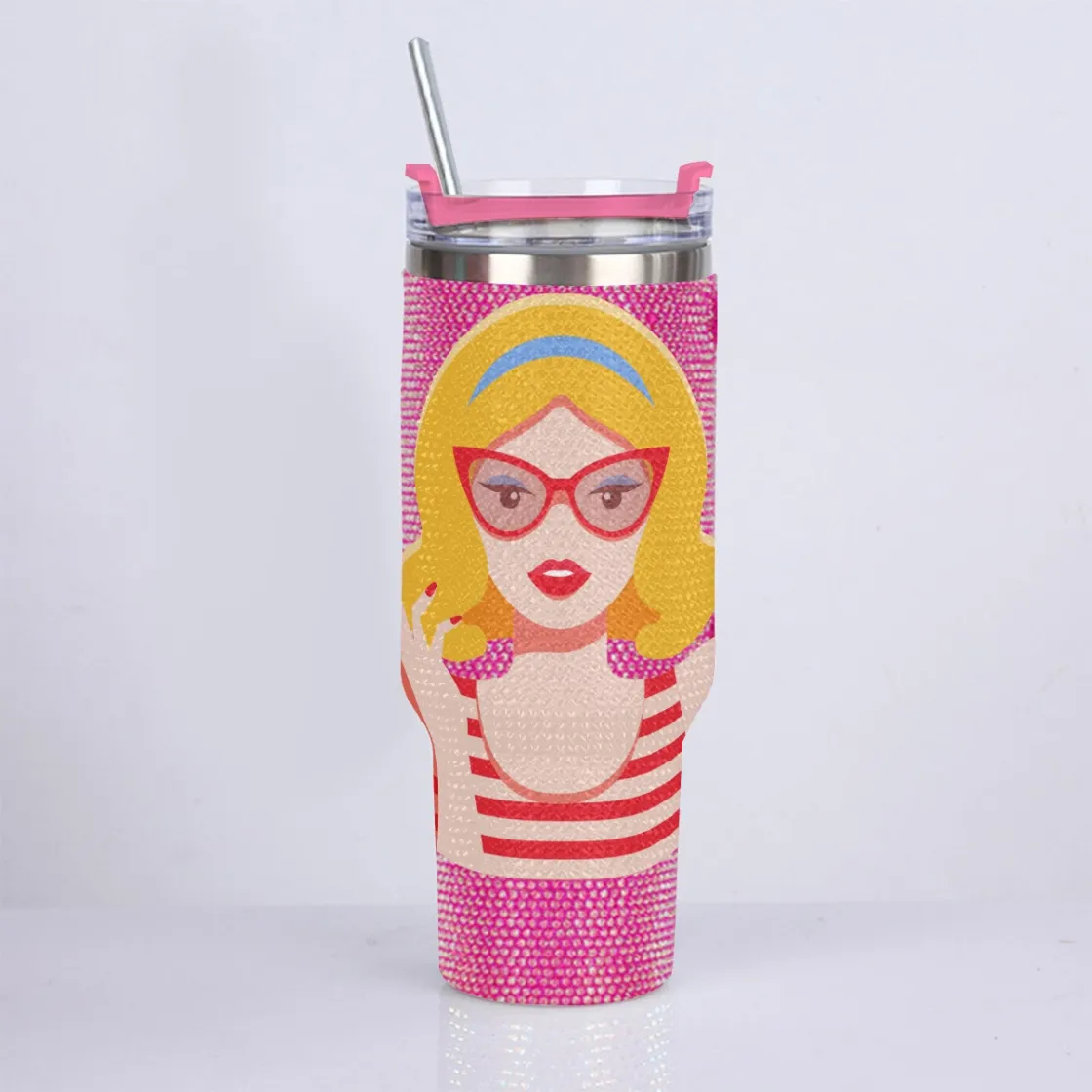 40oz Diamond Cup With Stainless Steel Straw