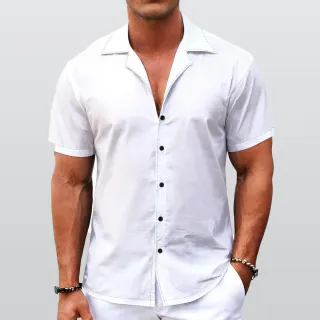 All-Over Print Men's Hawaiian Shirt With Button Closure