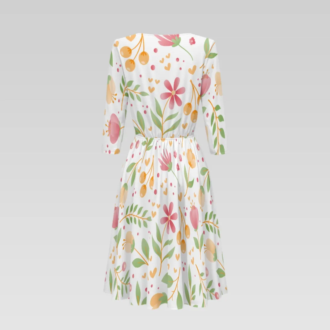 All-Over Print Women's Knee-Length V-Neck Dress|170GSM