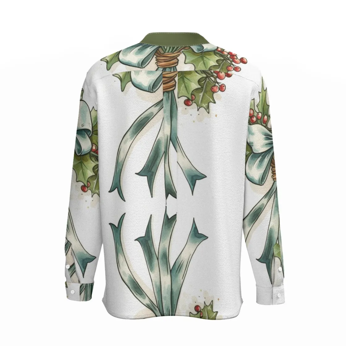 All-Over Print New Men'S Business Long-Sleeved Imitation Linen Shirt