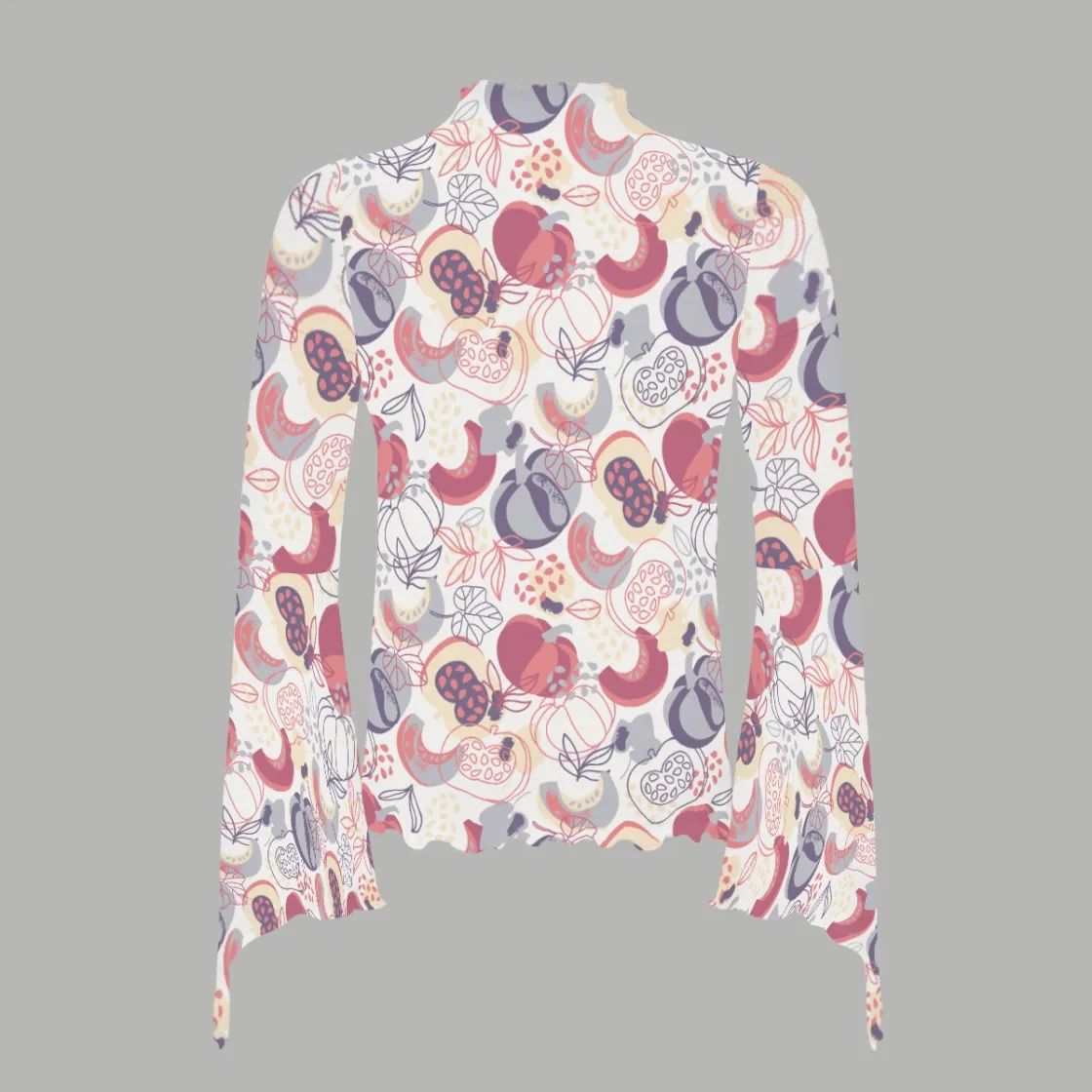 All-Over Print Big Bell Sleeve See-Through Women'S Dress