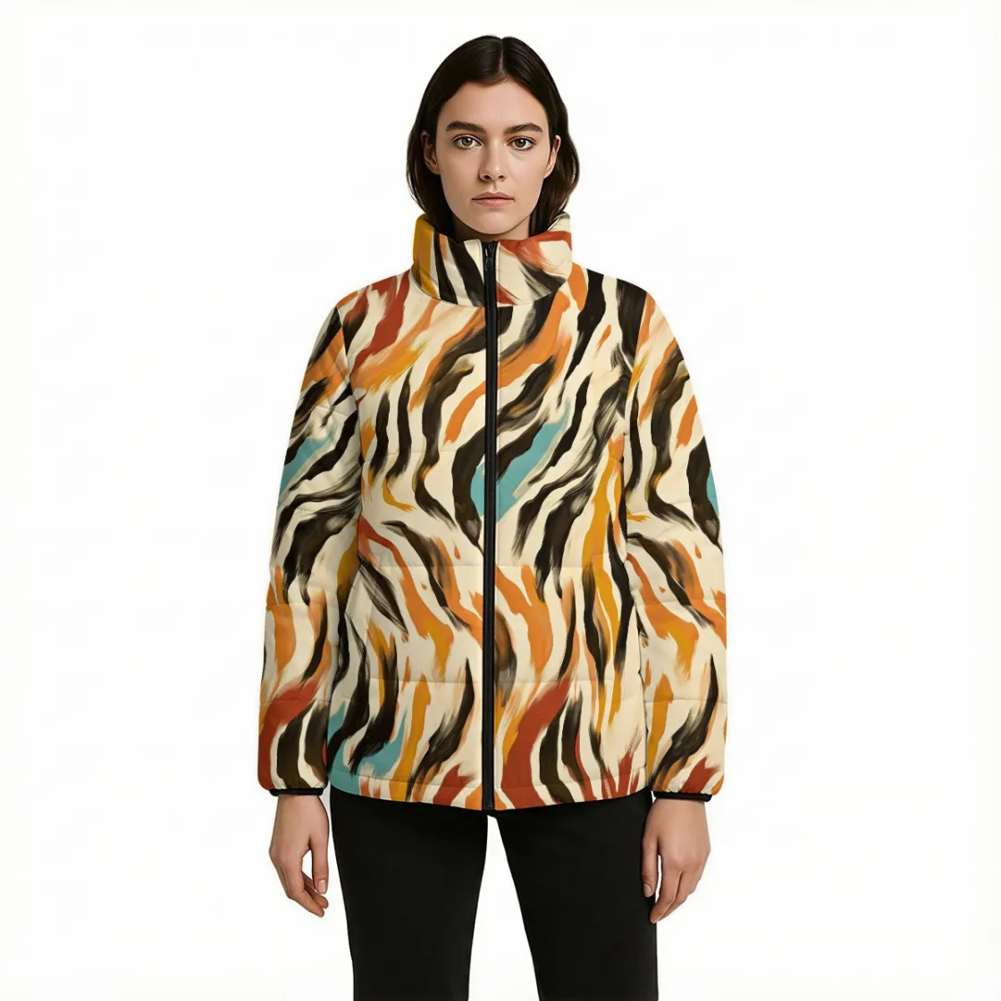 All Over Print Warm Quilted Polyester Jacket