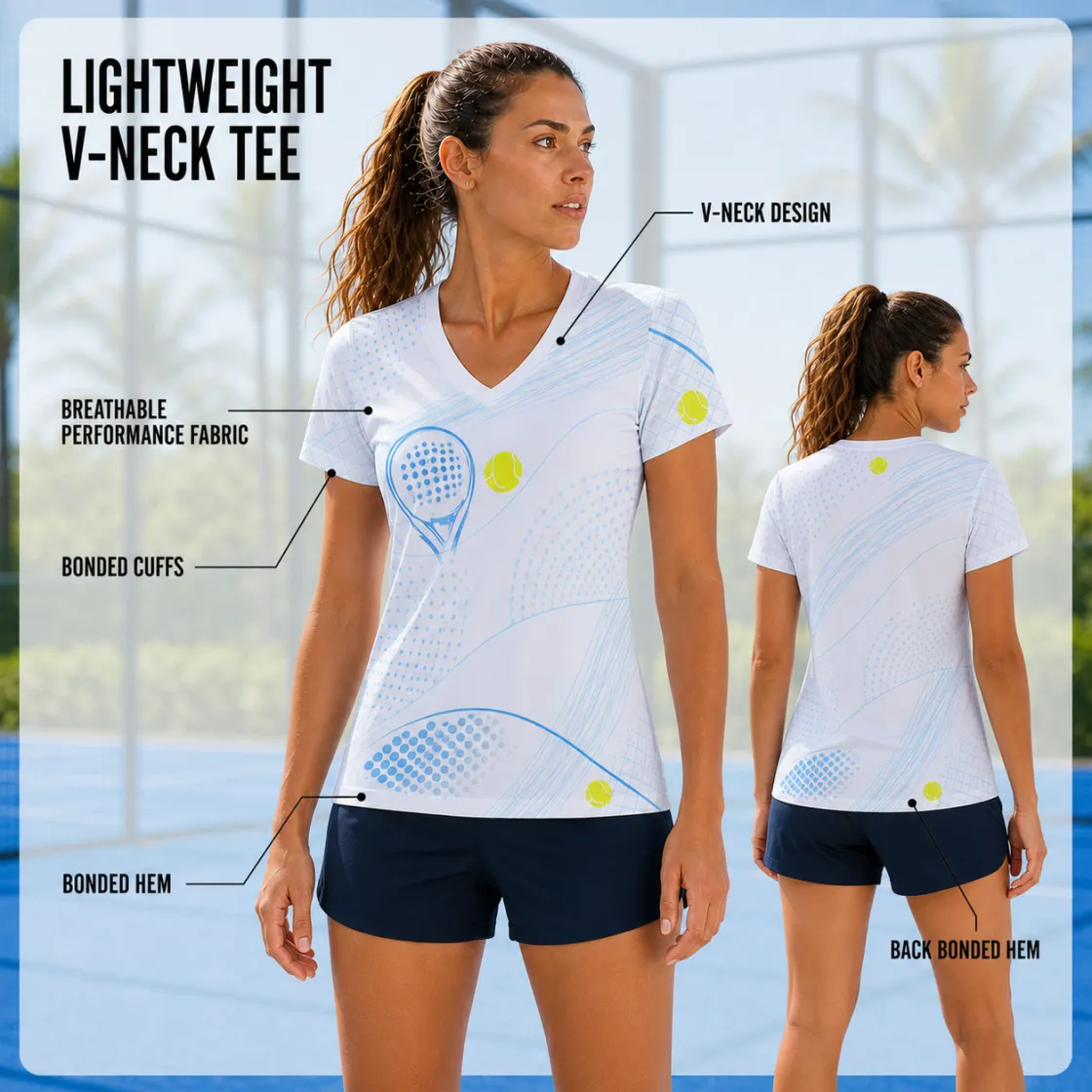 All-Over Print V-neck Women's T-shirt|Bonded Seam