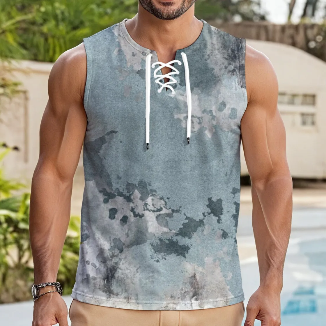 All-Over Print Men's Tank Top With Drawstring