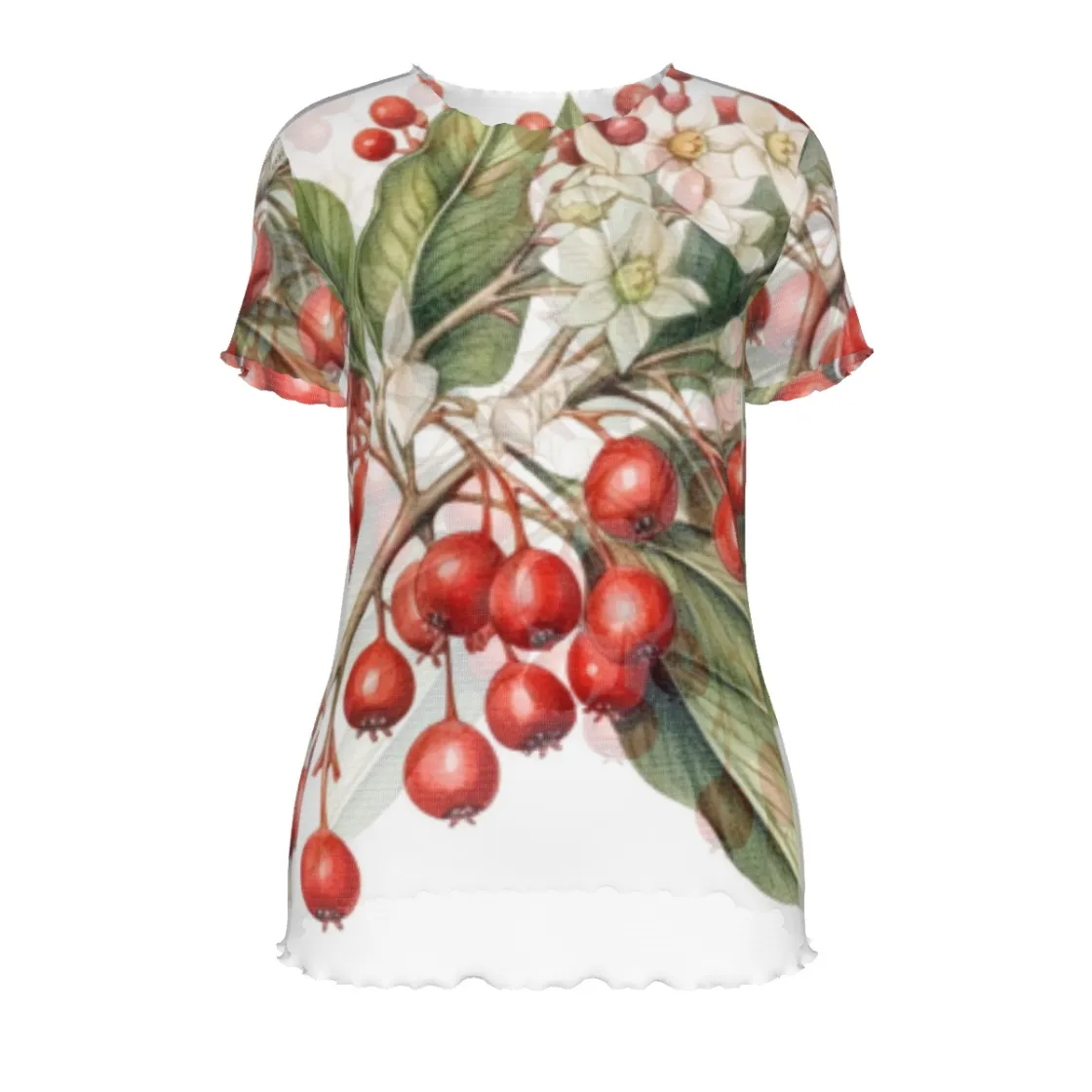 All-Over Print Women's Short Sleeve Mesh Blouse