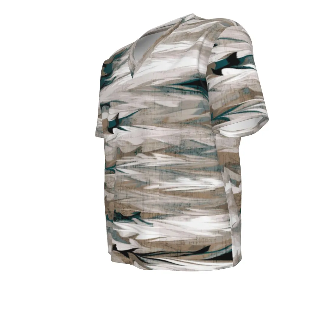 All-Over Print Men's Lightweight V-Neck Short Sleeve With Double Pockets