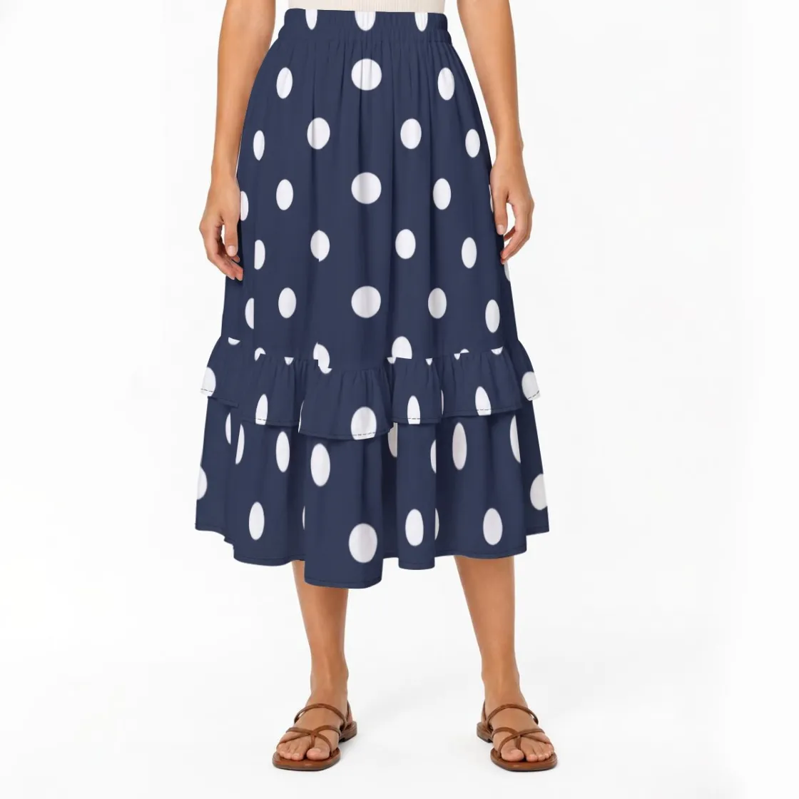 All-Over Print Women's Patchwork Ruffle Skirt