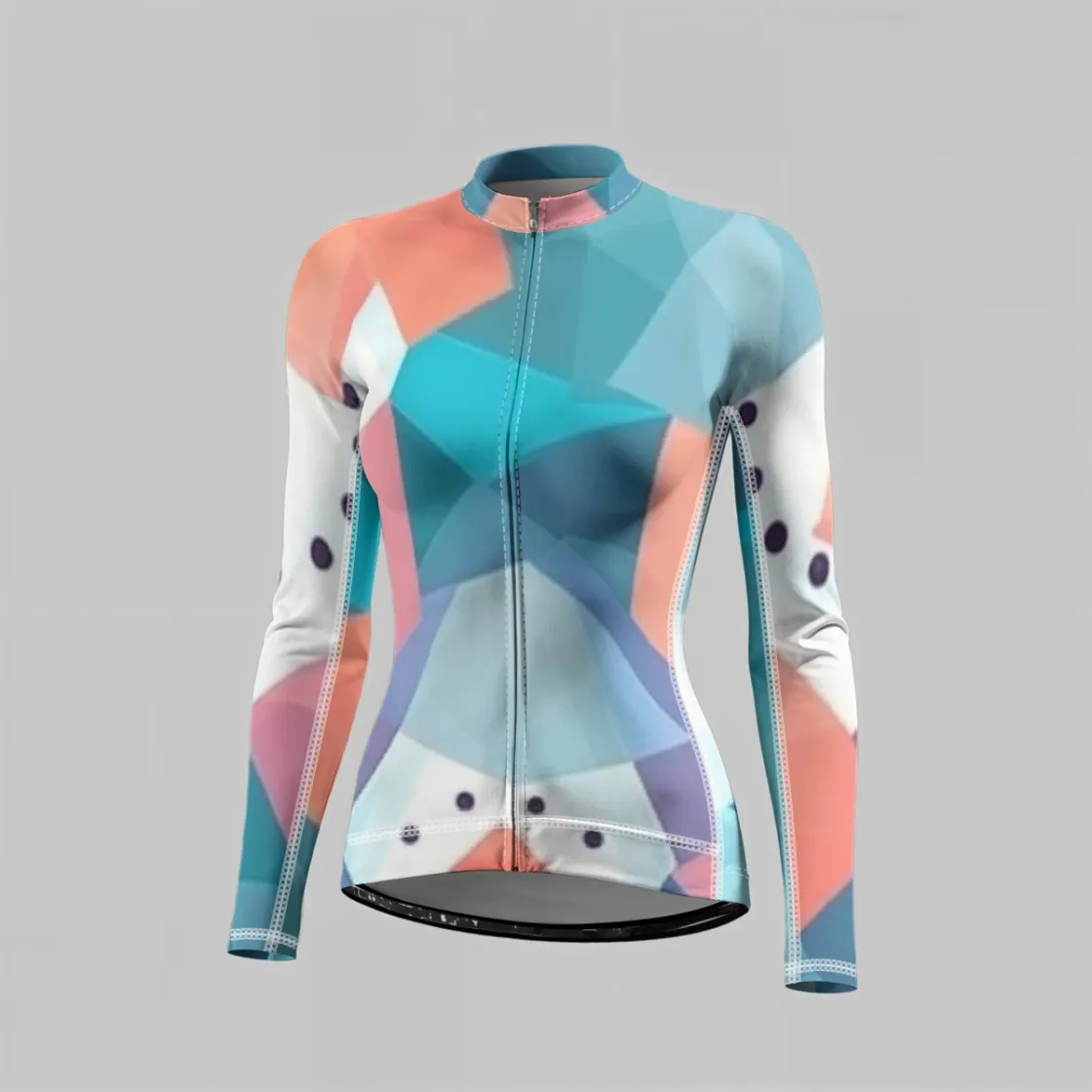 All-Over Print Raglan Women's Cycling Jersey With Long-Sleeve