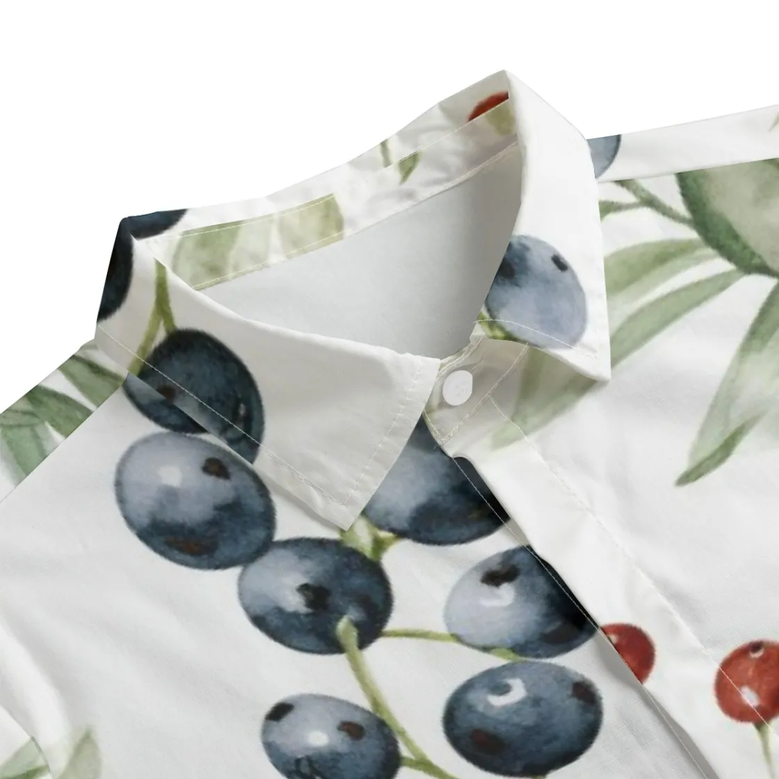 All-Over Print Men's Lapel Collar Shirt With Concealed Placket |115GSM Cotton poplin