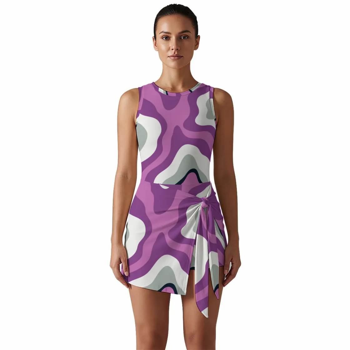 All-Over Print Women's Sleeveless Bodysuit Dress