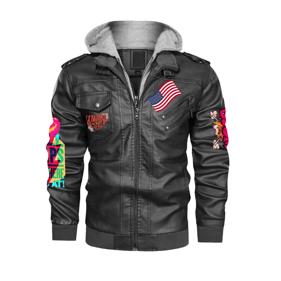 Men's Zip Leather Jacket |DTF