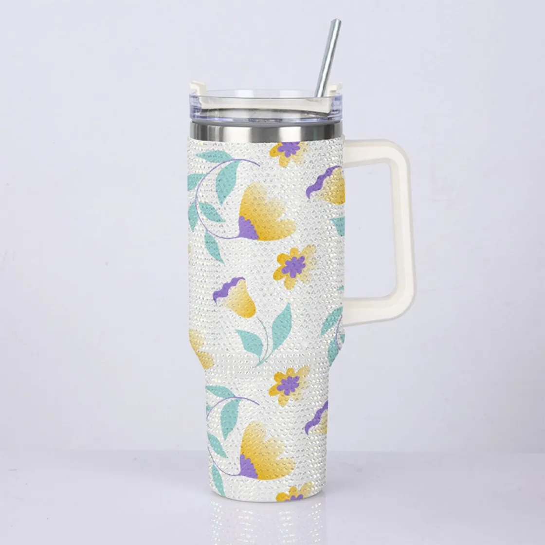 40oz Diamond Cup With Stainless Steel Straw