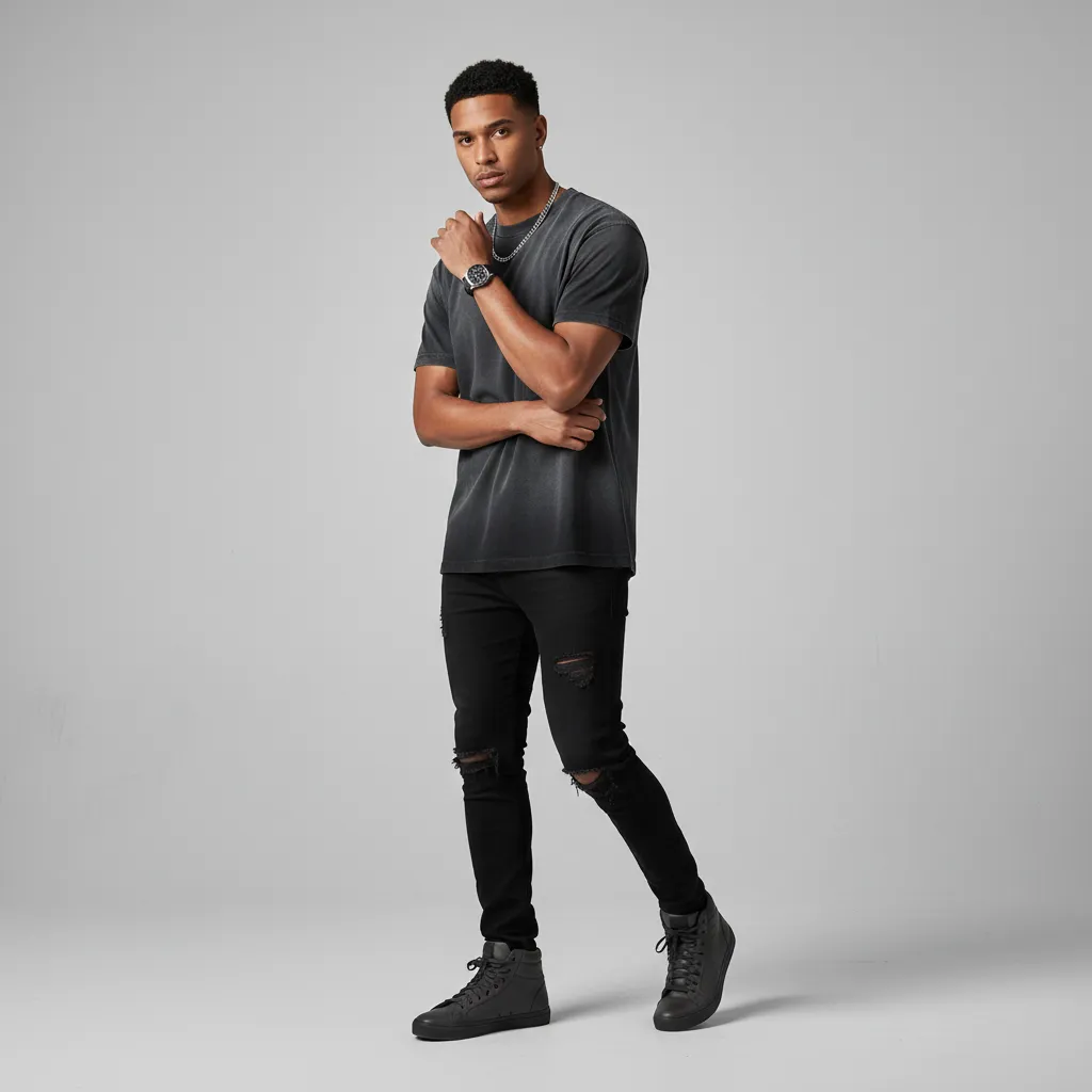 Men’s Distressed Washed Oversized T-Shirt|260GSM DTF