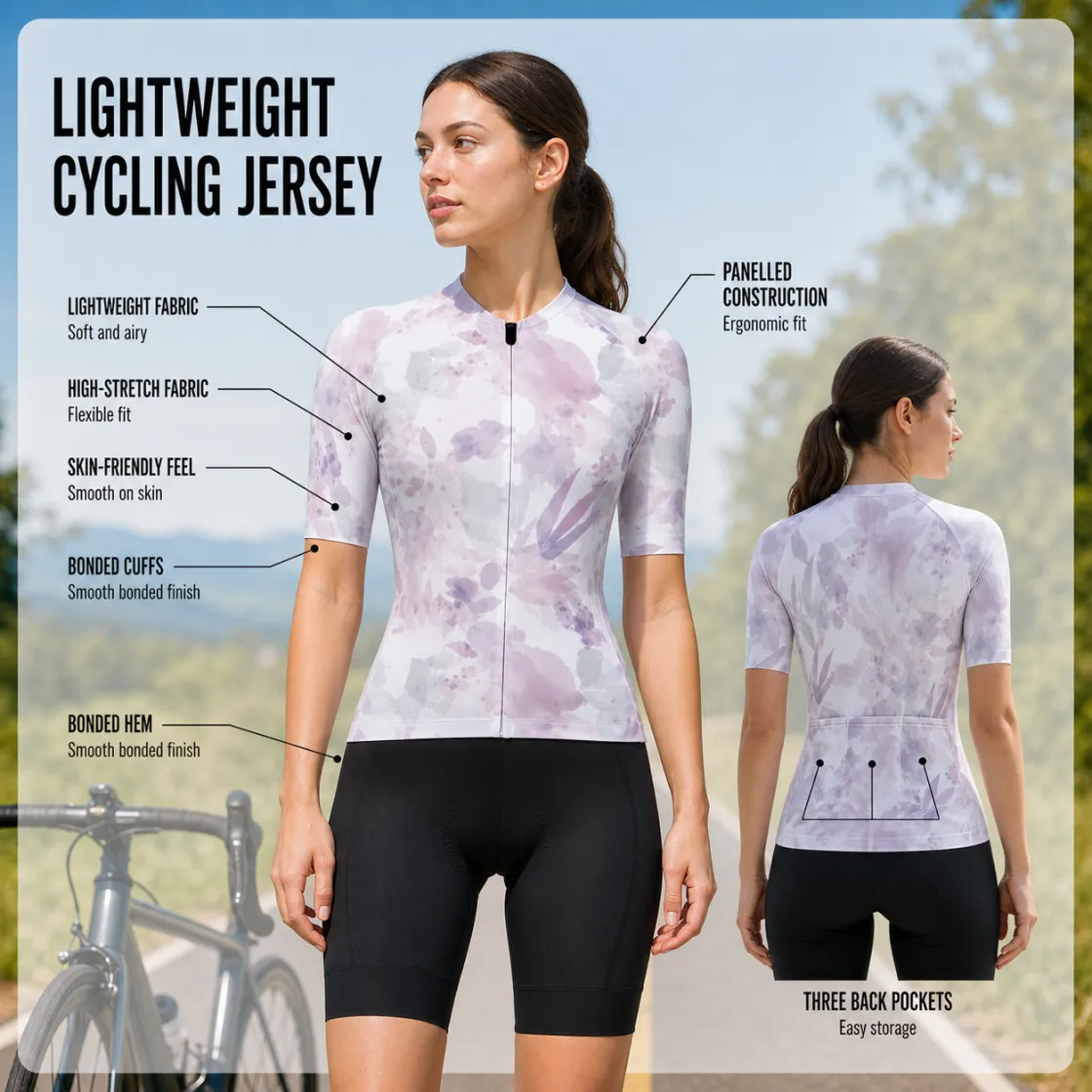 aop Women's Short-Sleeve Cycling Jersey with Black Zipper