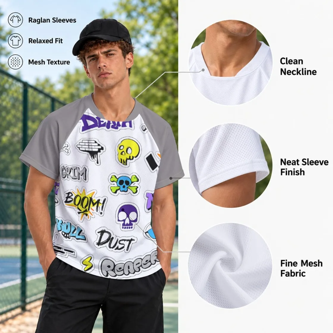 All-Over Print Men's Jersey With Short Raglan Sleeve