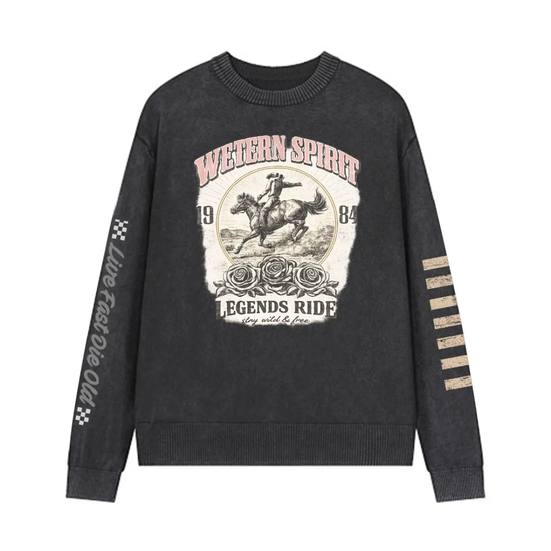 Men’s Vintage Crewneck Knit Sweater|285GSM DTG