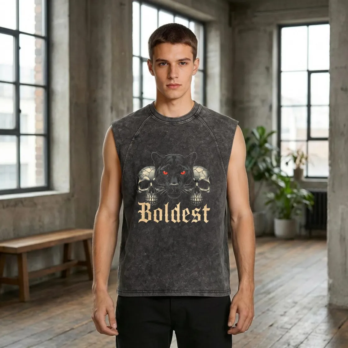 Men's Washed Sleeveless Muscle Tank Top|275GSM  DTG