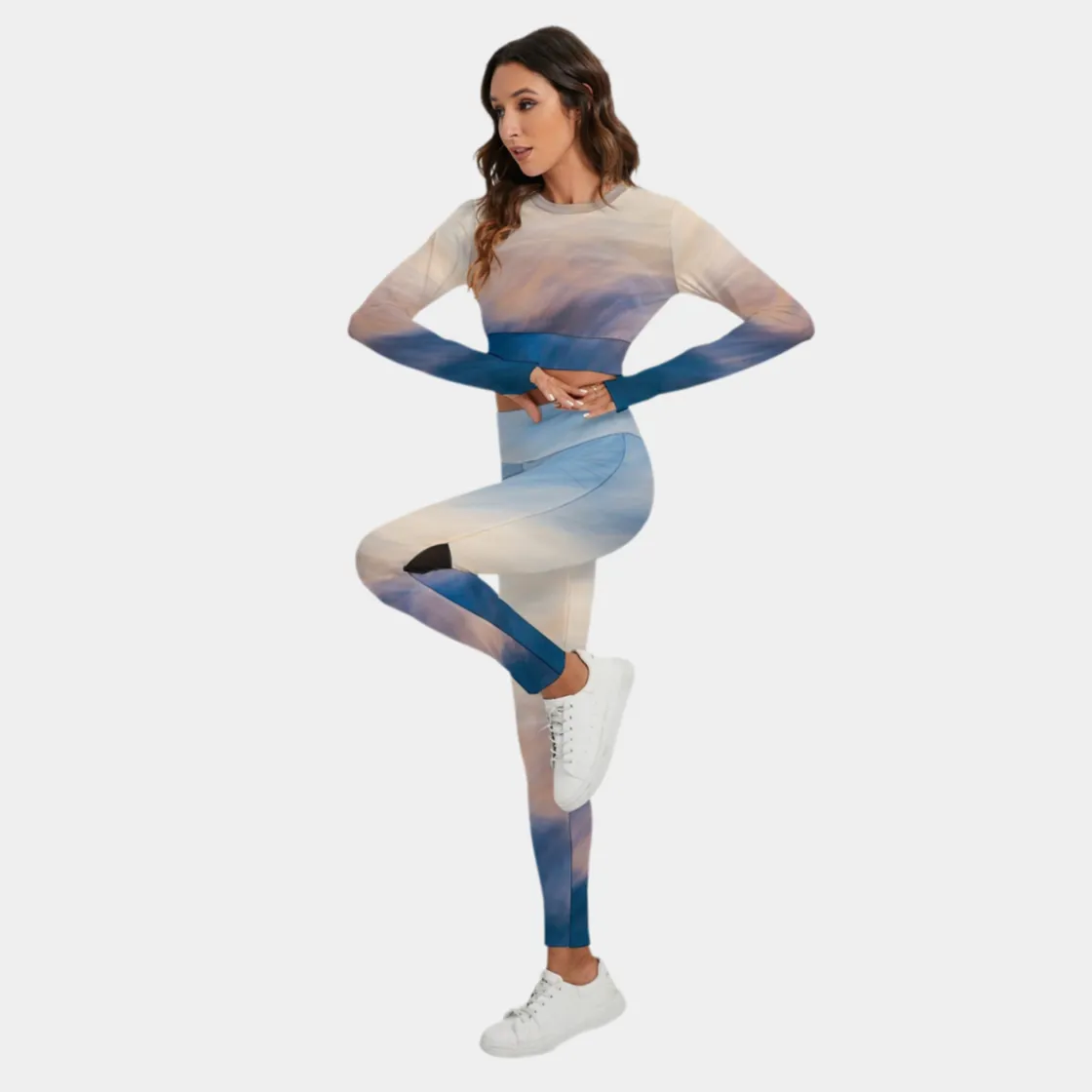 All-Over Print Women's Sport Set With Backless Top And Leggings