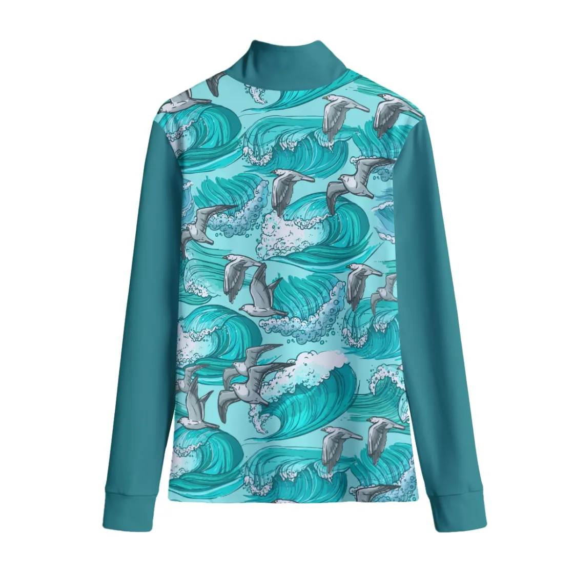 All-Over Print Women's Stand-up Collar T-shirt