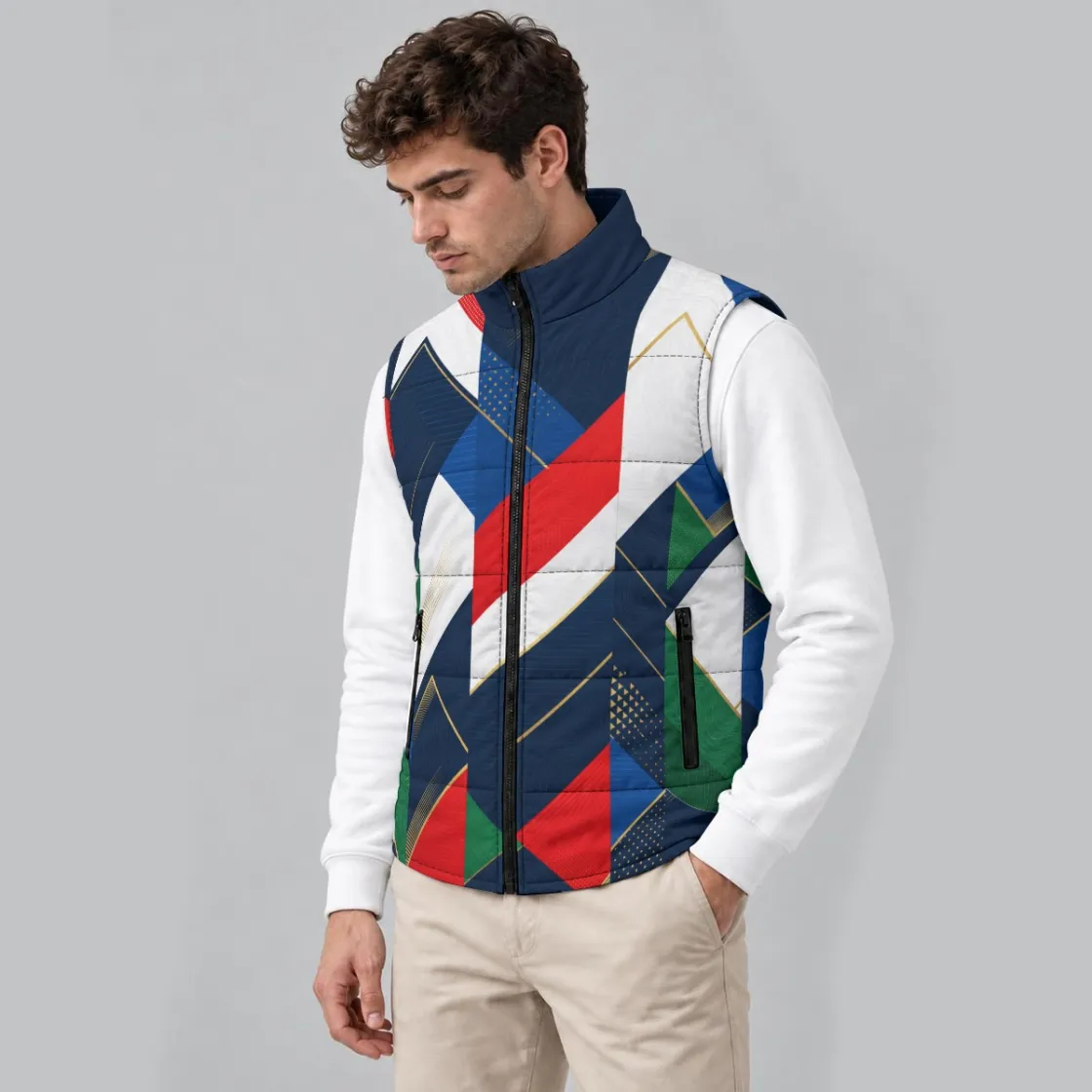 All-Over Print Unisex Quilted Full-Zip Padded Vest
