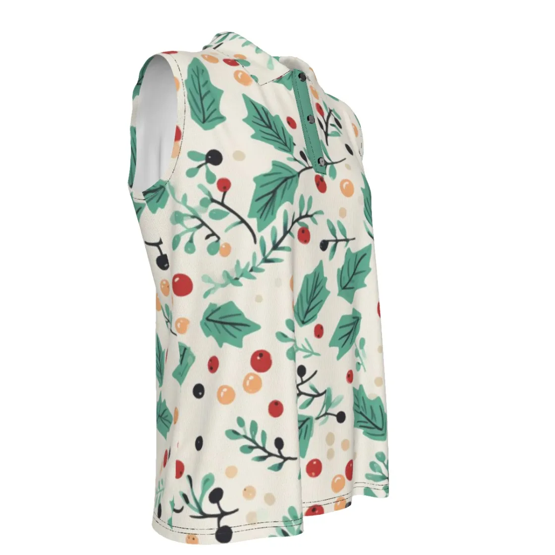 All-Over Print Women's High-Elastic Sleeveless Polo Shirt for Customized Client Orders