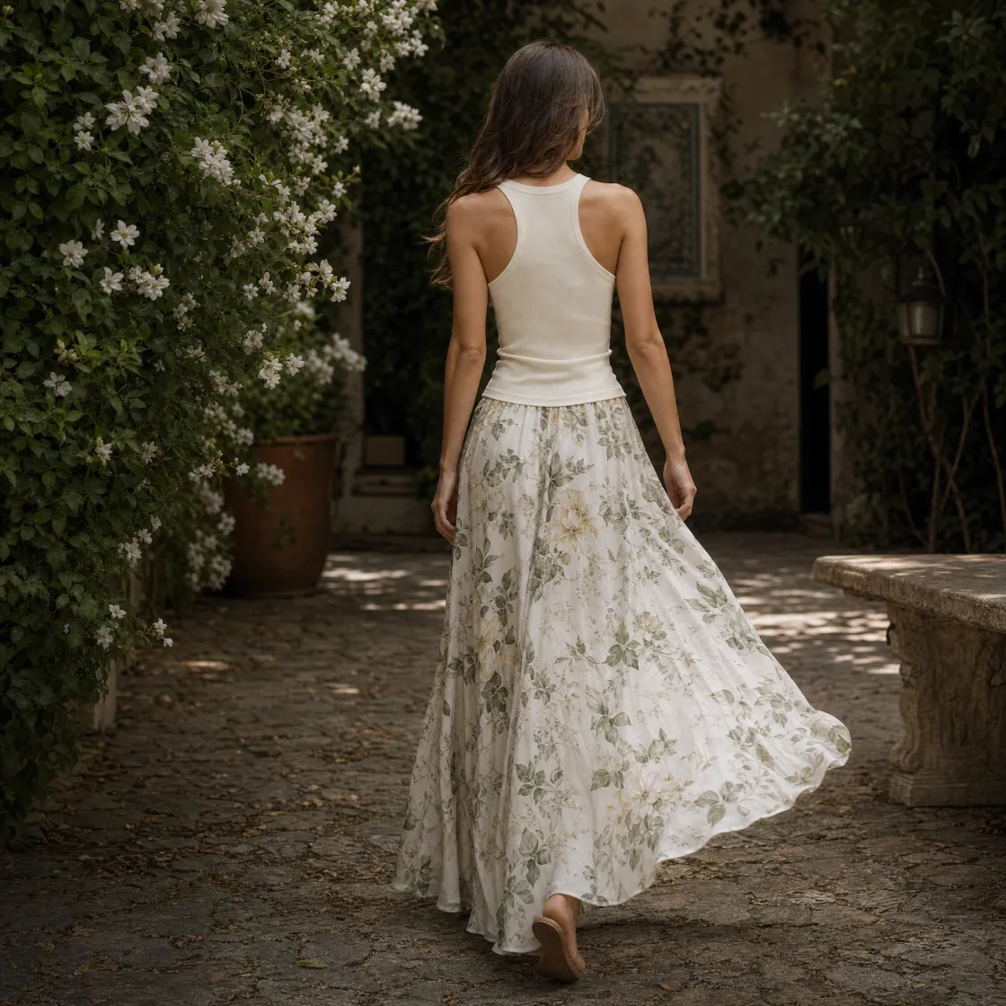 All-Over Print Women's Maxi Chiffon Skirts With Lining
