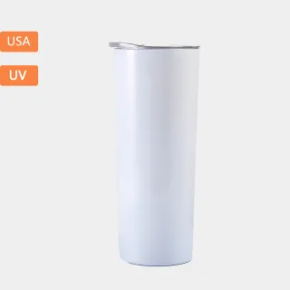 Custom 20OZ Straight Cup With Sliding Lid Printed in USA