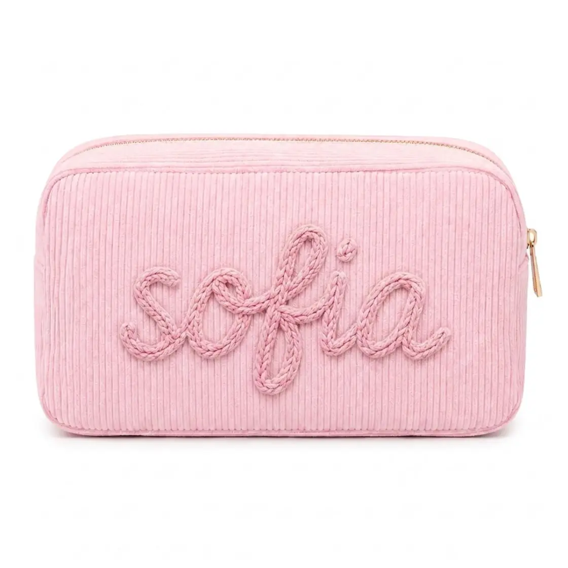 Corduroy Personalized Embroidered Makeup Bag|Cord Embroidery