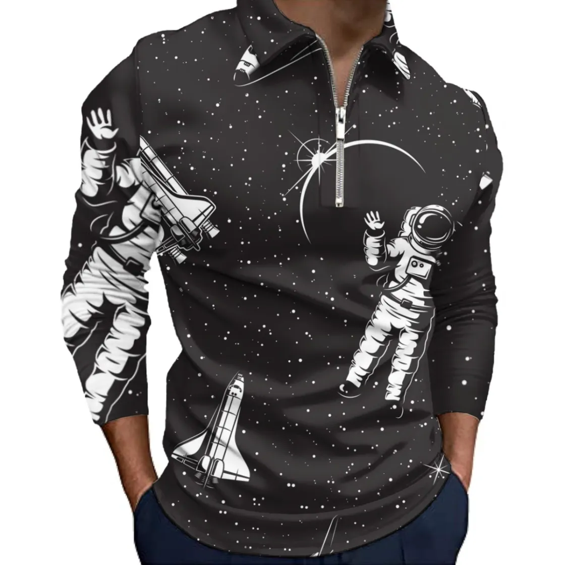 All-Over Print Men’s Quarter Zip Pullover Sweatshirt