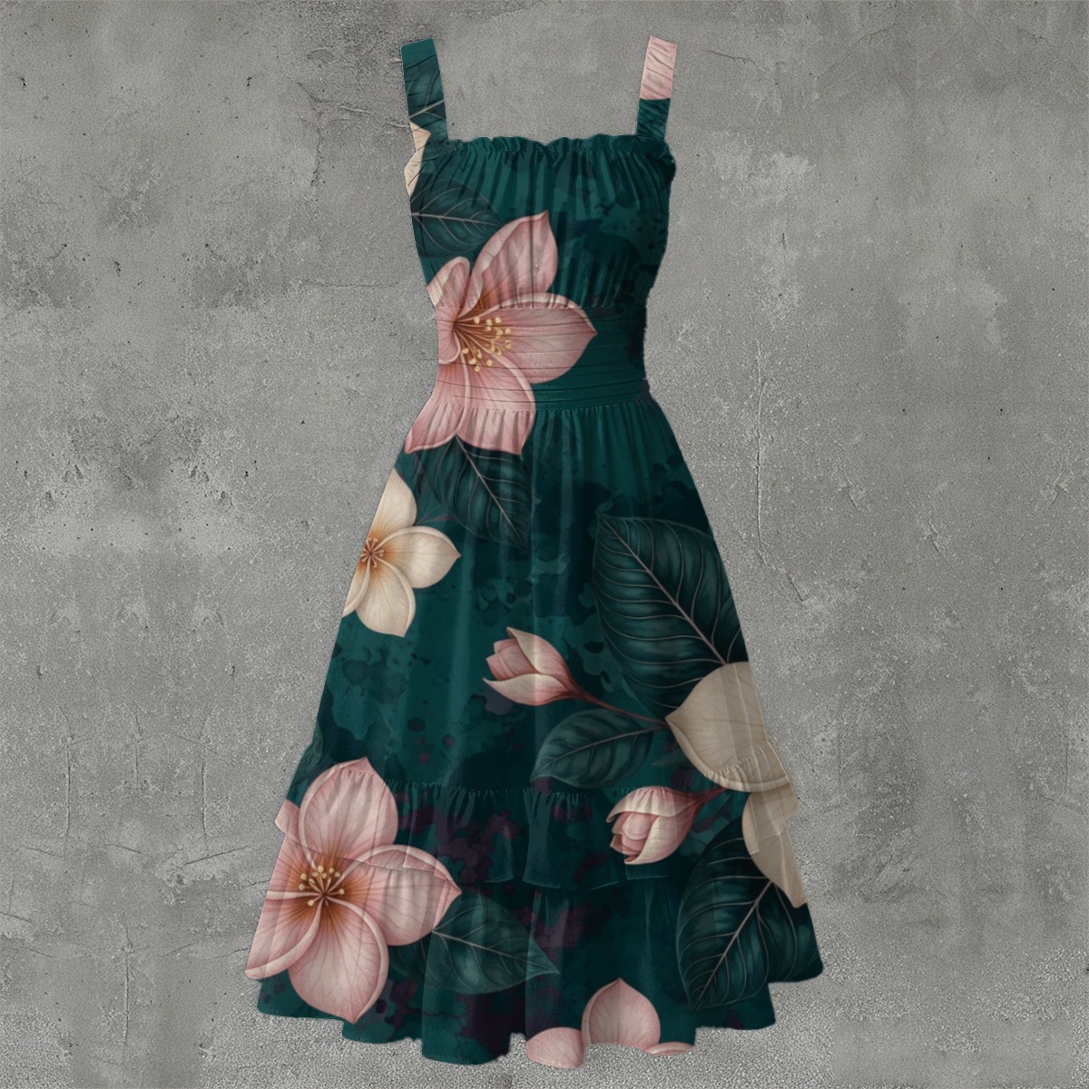 All-Over Print Women‘s Ruffle Hem Dress (P95AT)