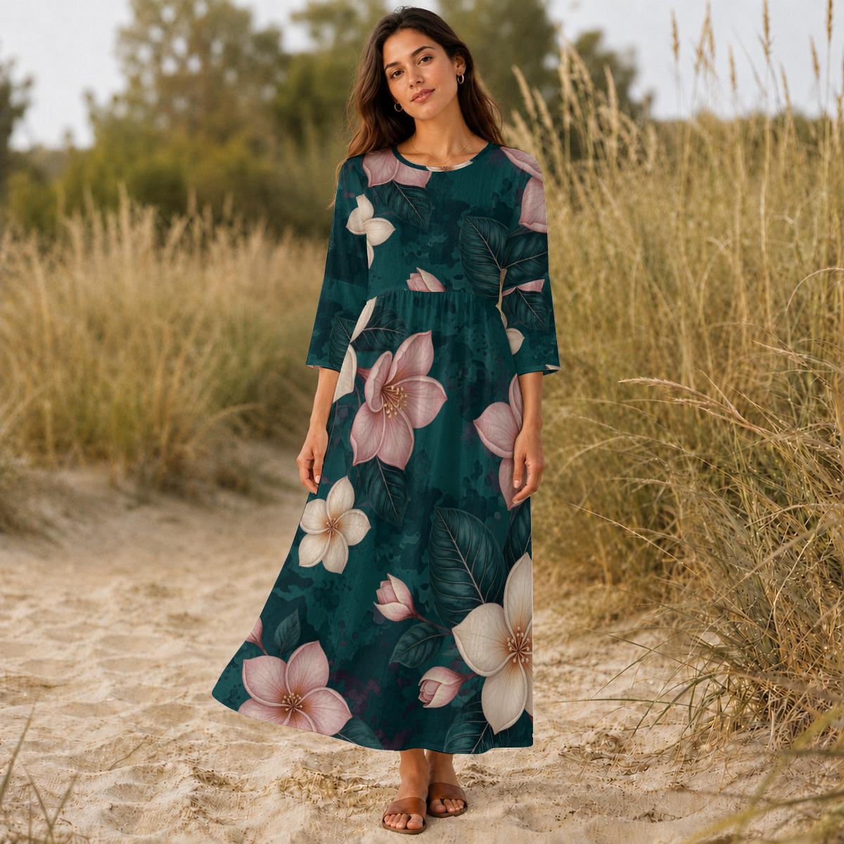 All-Over Print Women's Long Sleeve Dress (P95AW)